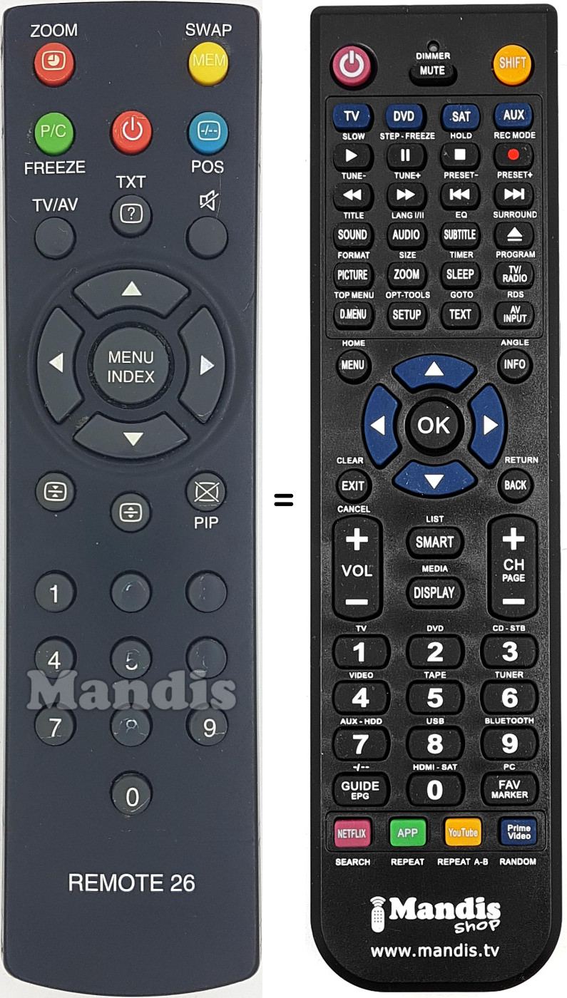 Replacement remote control Seleco REMOTE26