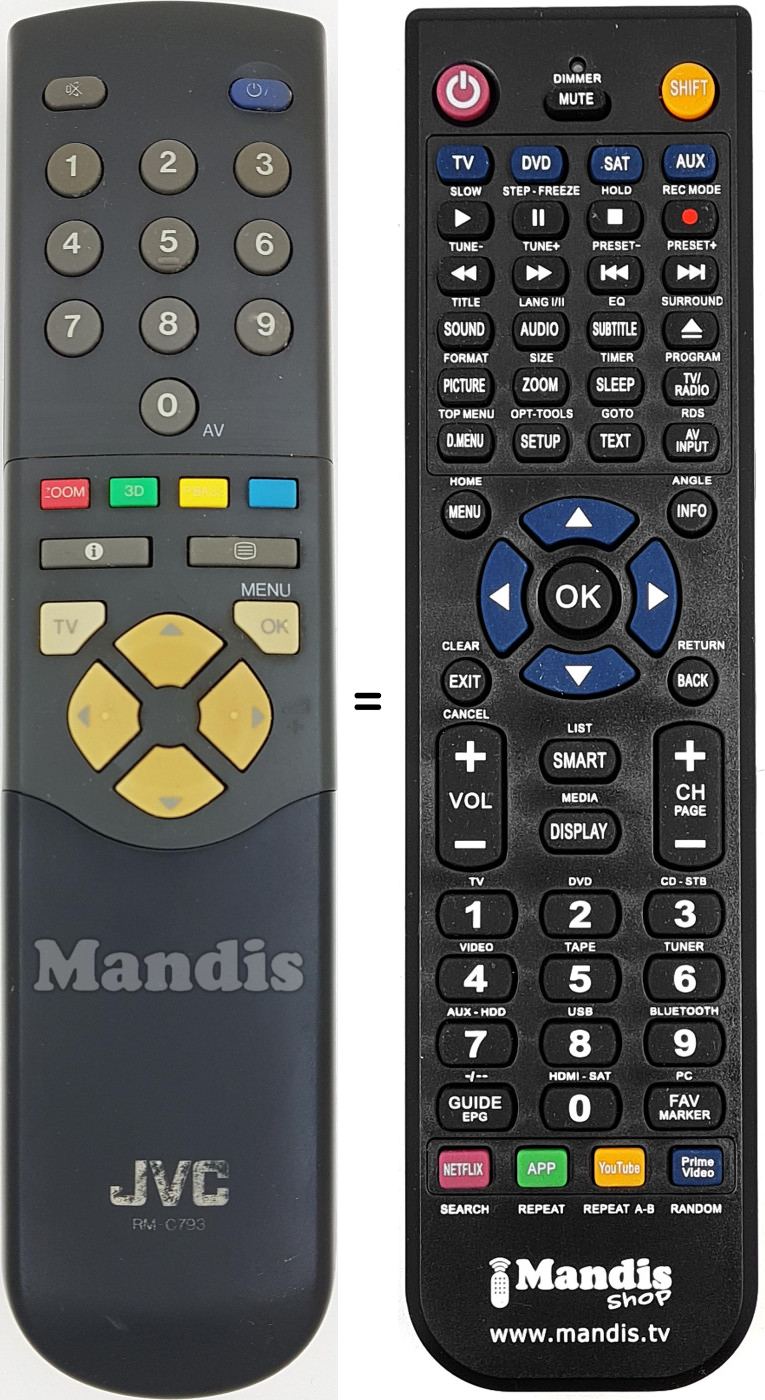 Télécommande équivalente JVC RM-C 793