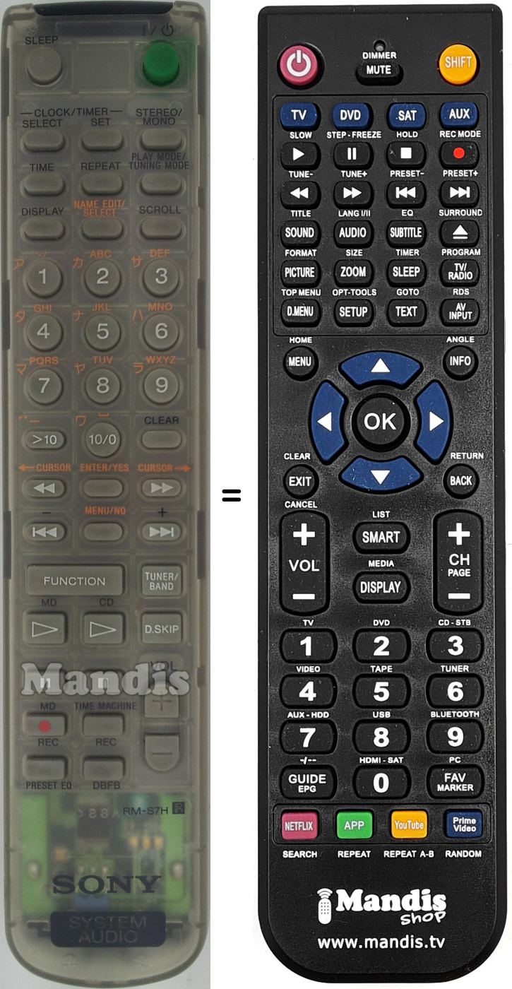 Télécommande équivalente RM-S7H