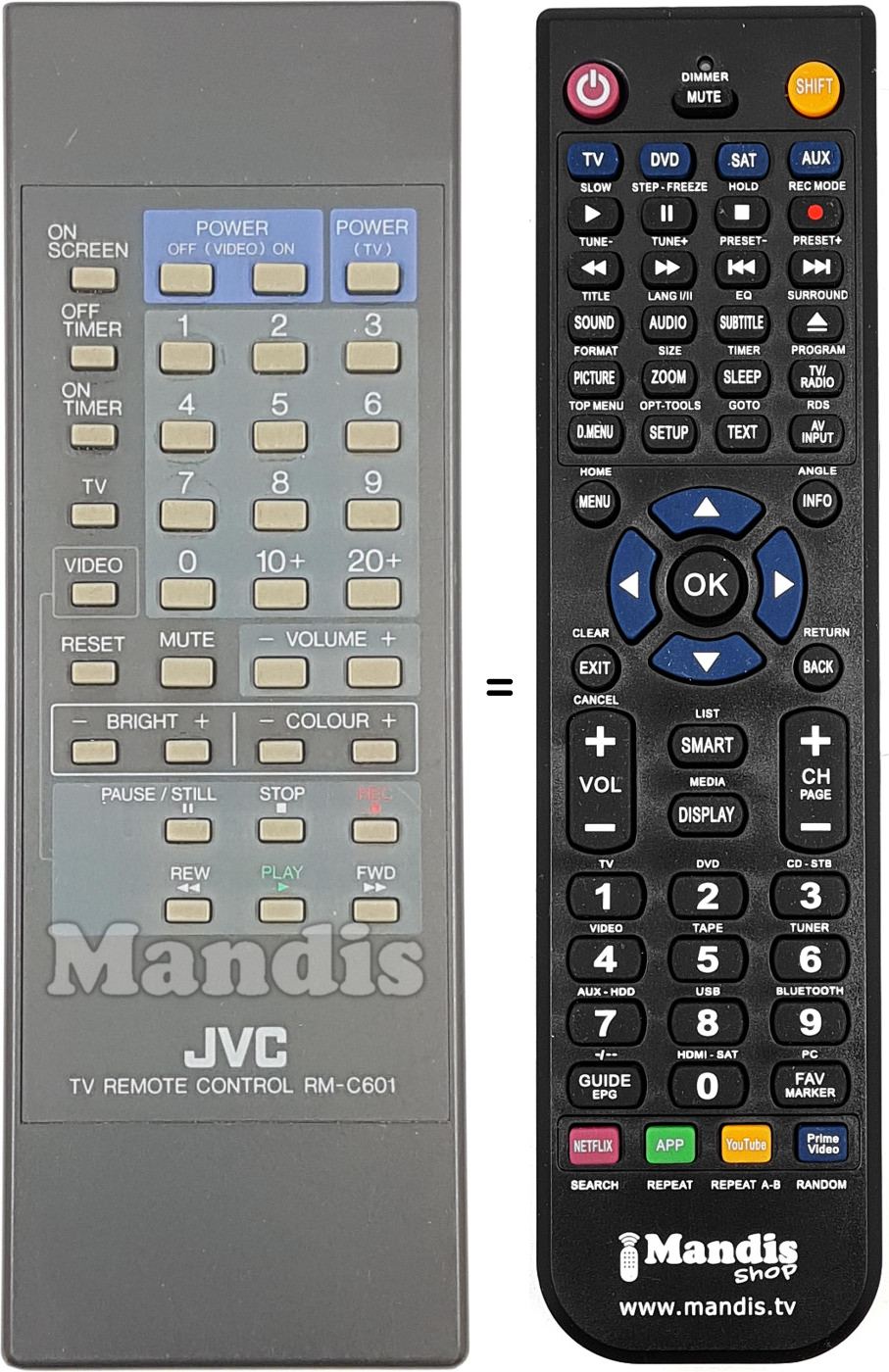 Télécommande équivalente JVC RM-C601