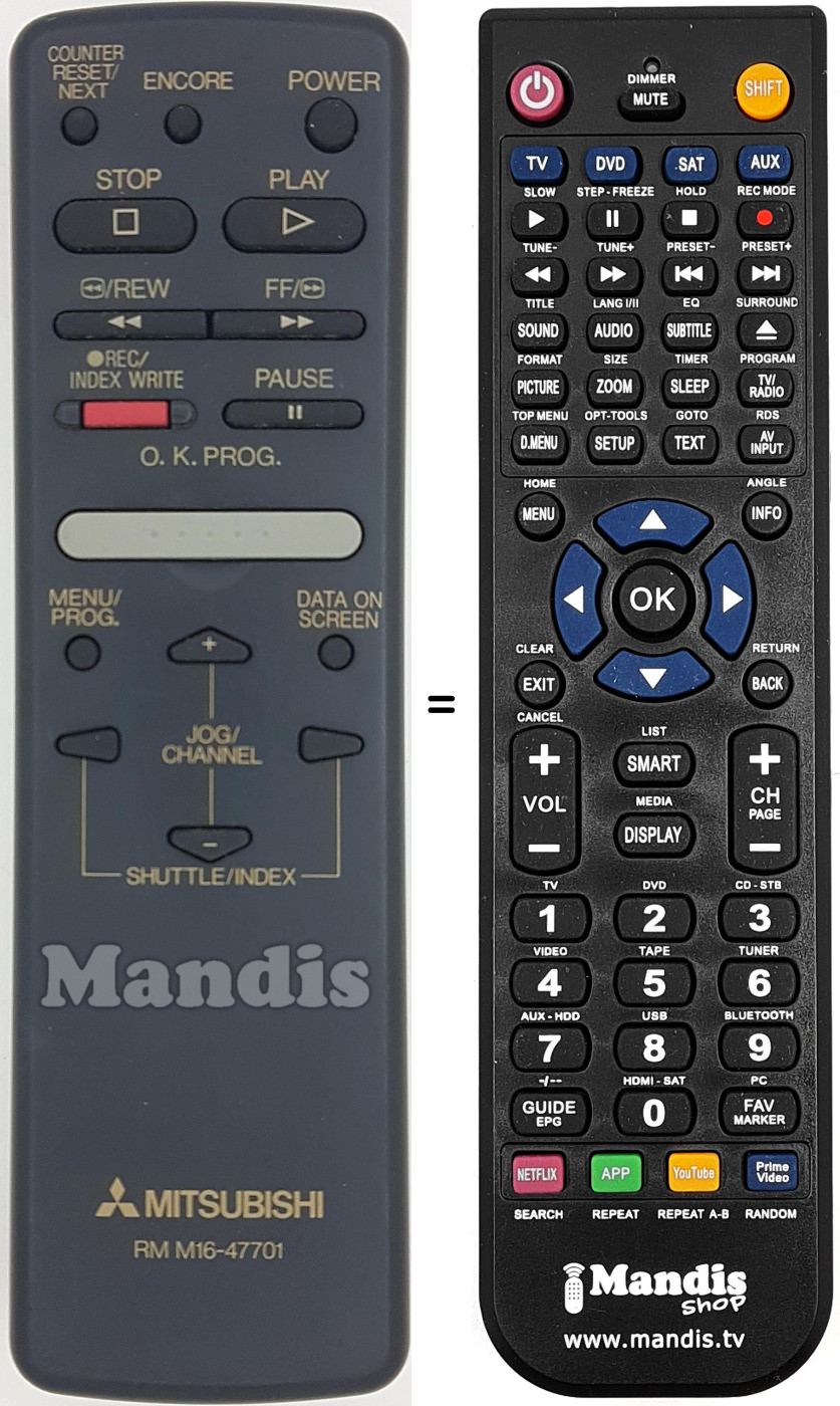 Replacement remote control RM M16-47701 Replacement remote control RM M16-47701