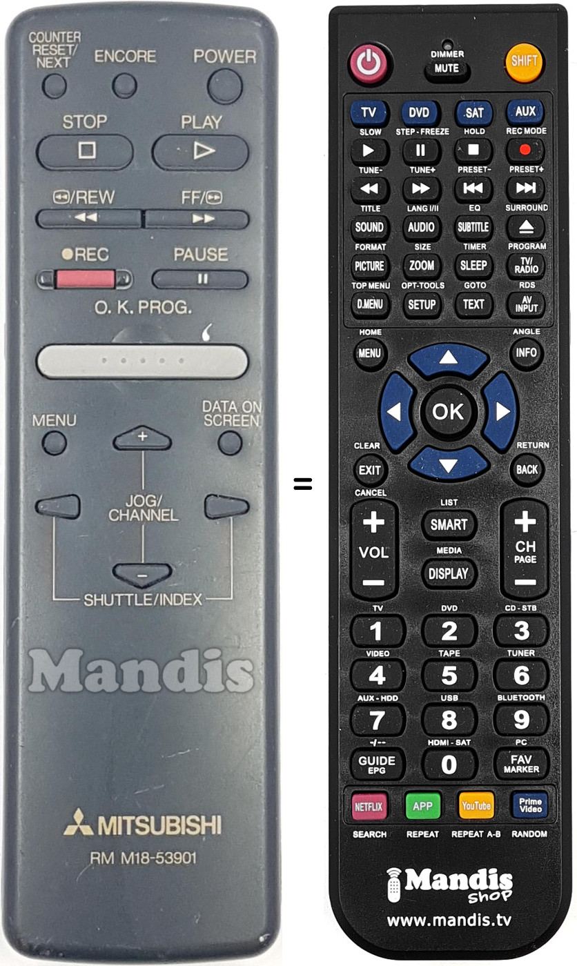 Replacement remote control RM M18-53901 Replacement remote control RM M18-53901