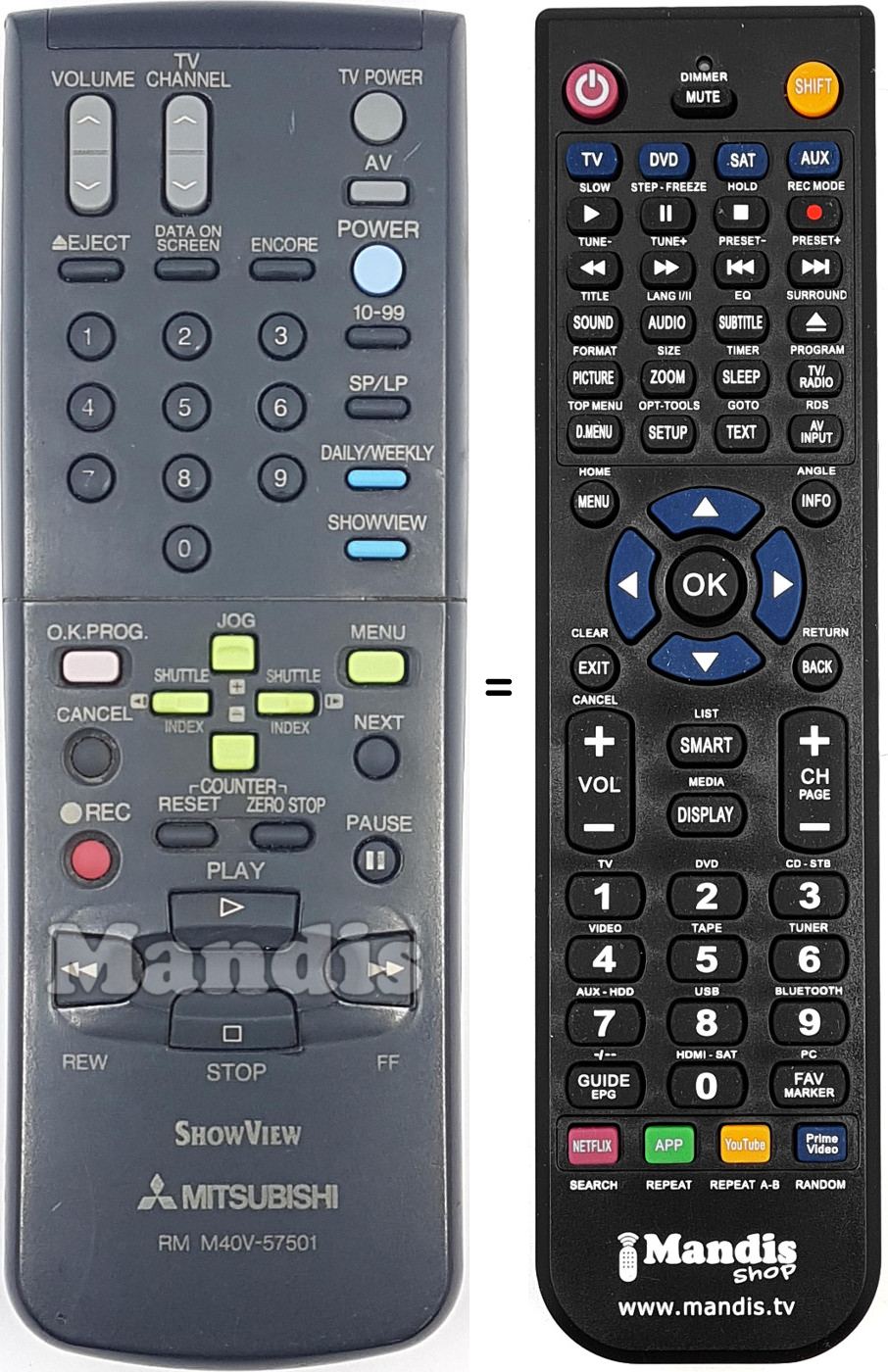 Replacement remote control RM M40V-57501 Replacement remote control RM M40V-57501