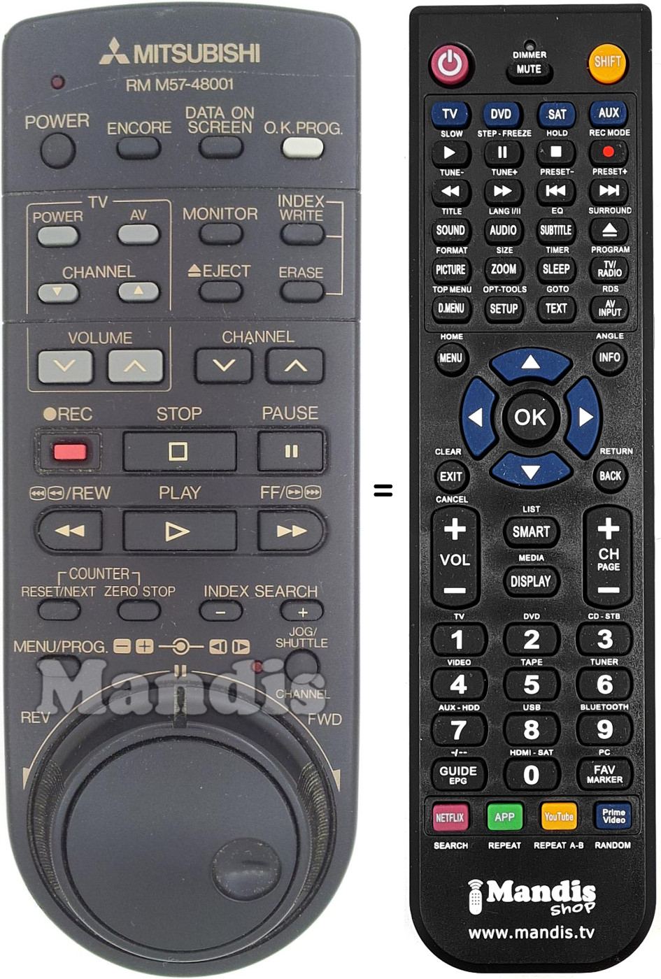 Replacement remote control RM M57-48001 Replacement remote control RM M57-48001