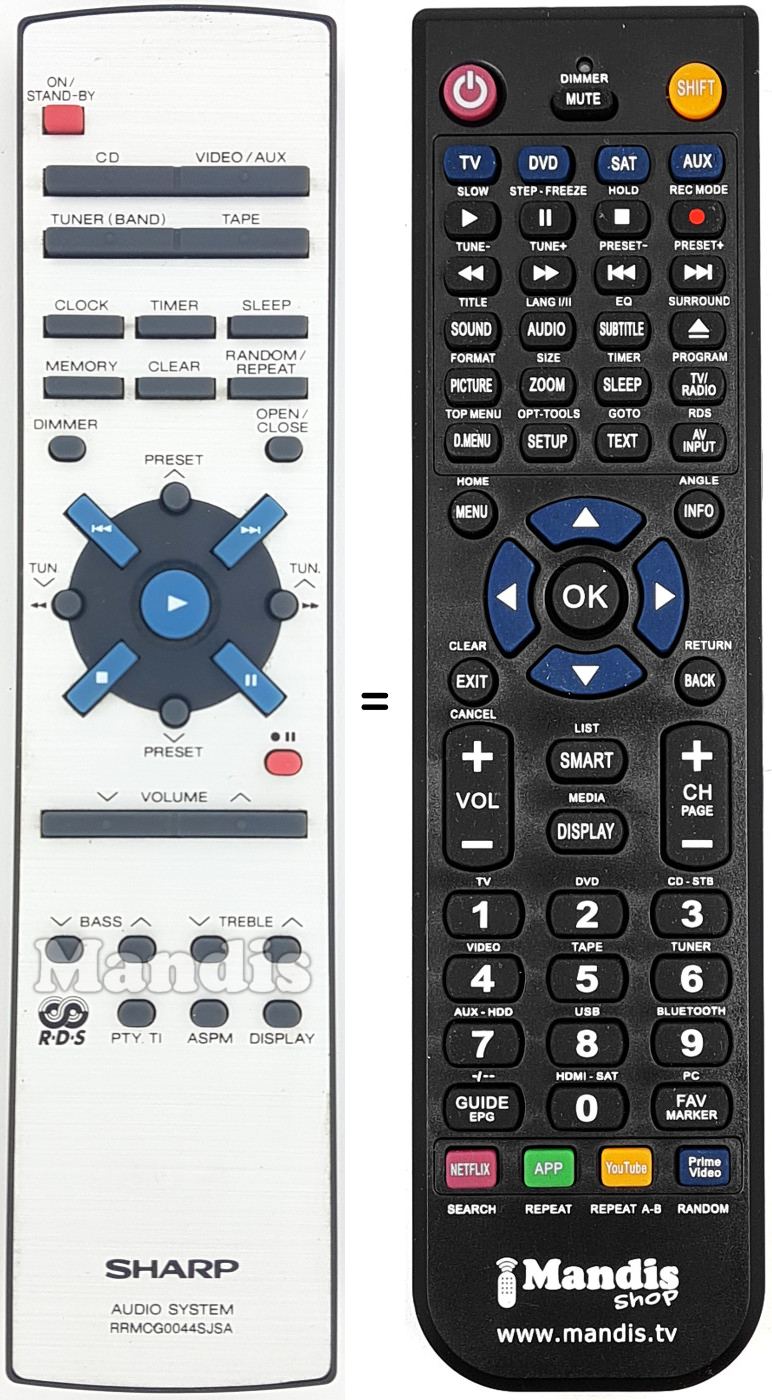 Télécommande équivalente RRMCG0044SJSA