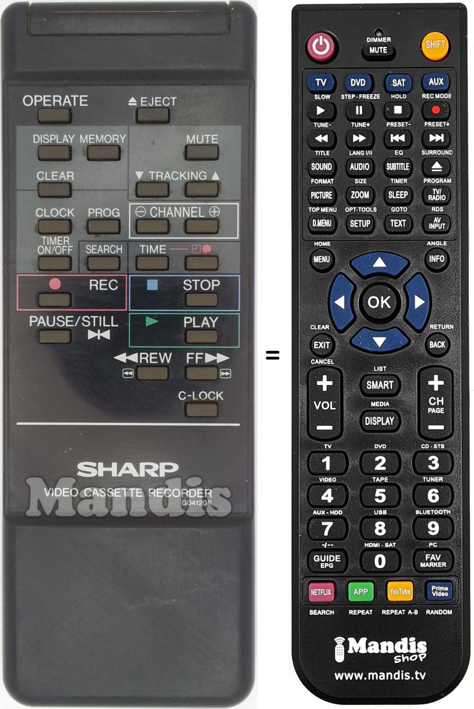 Mando a distancia equivalente Sharp G0412GE