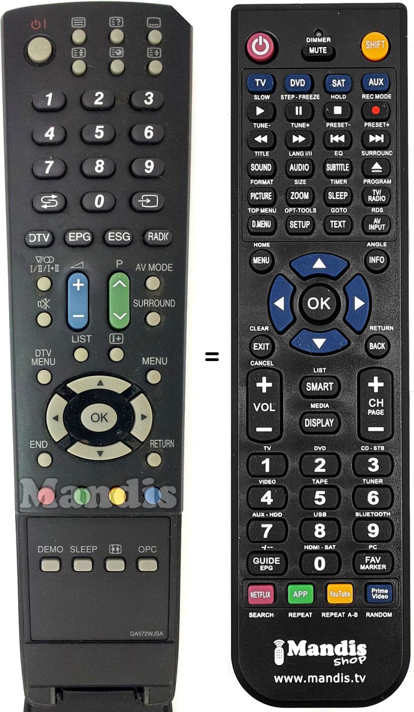 Mando a distancia equivalente Sharp RRMC-GA572WJSA