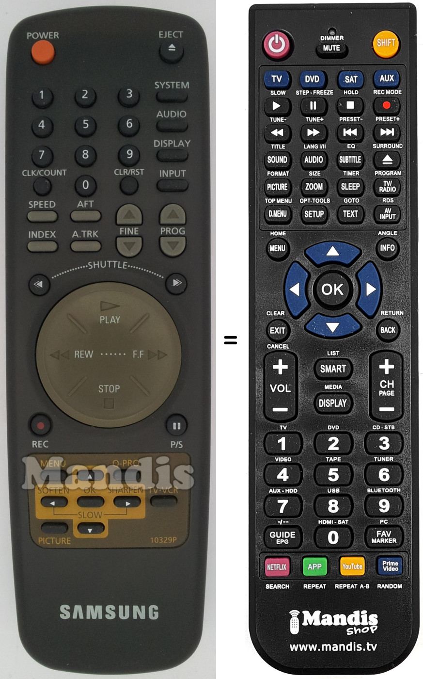 Mando a distancia equivalente Samsung 10329 P