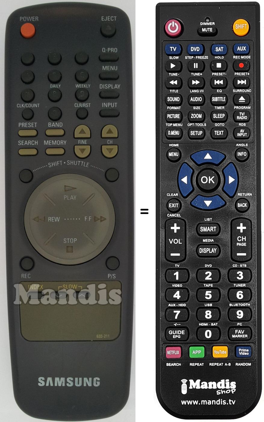 Mando a distancia equivalente Samsung 633 211