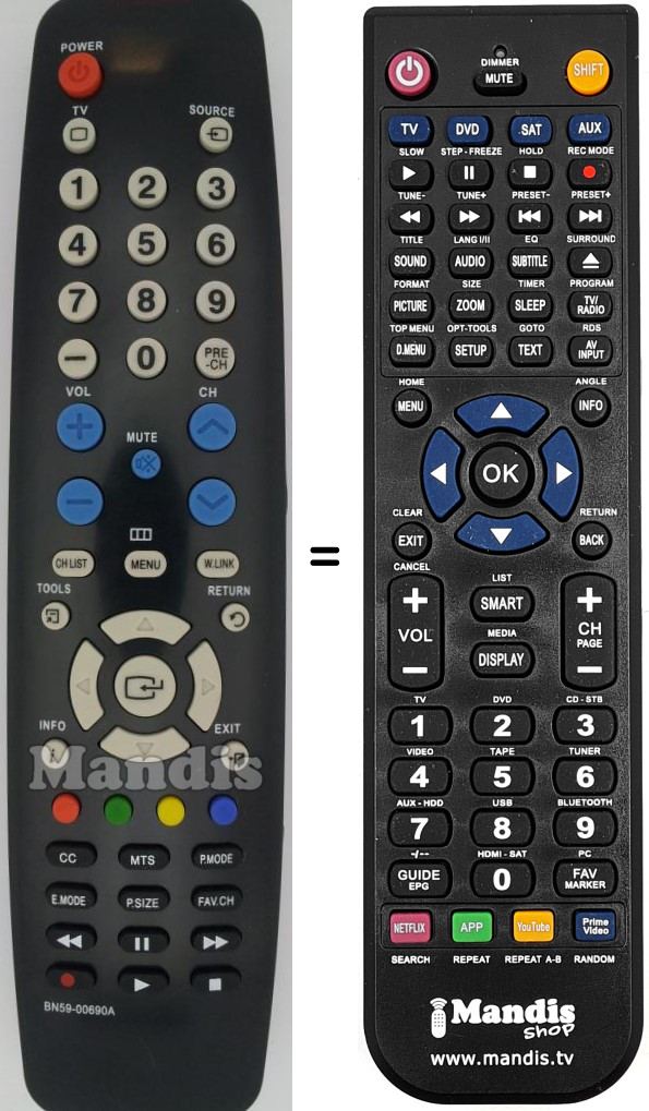 Télécommande équivalente Samsung BN59-00690 A