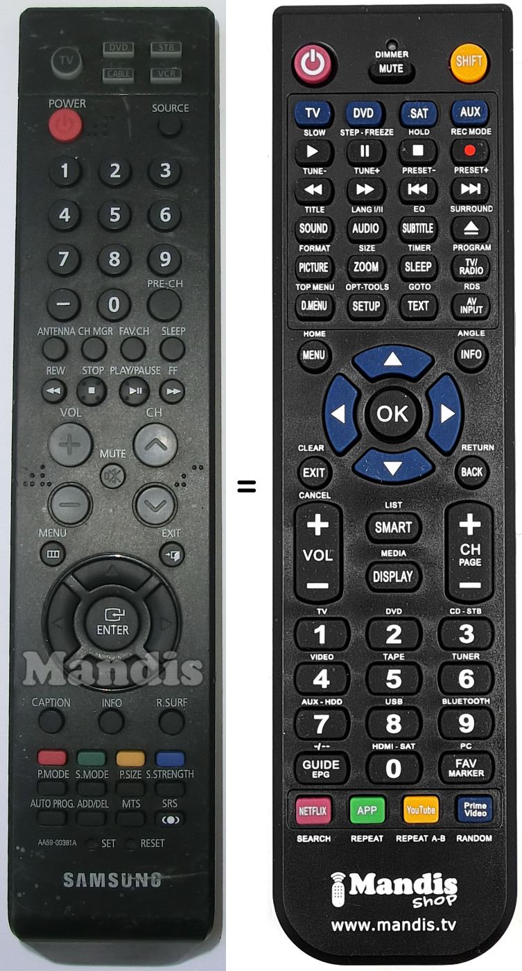 Mando a distancia equivalente AA59-00381A