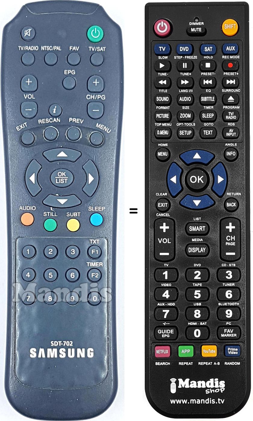 Mando a distancia equivalente SDT-702