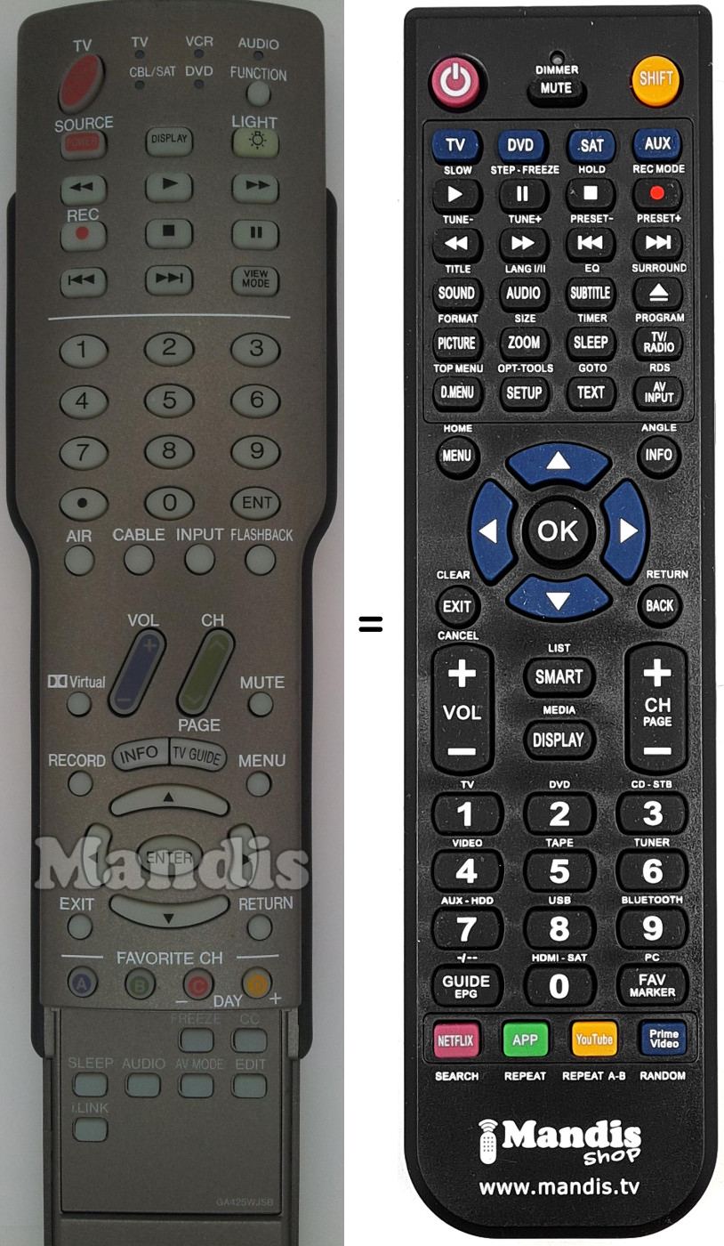 Mando a distancia equivalente Sharp GA425WJSB