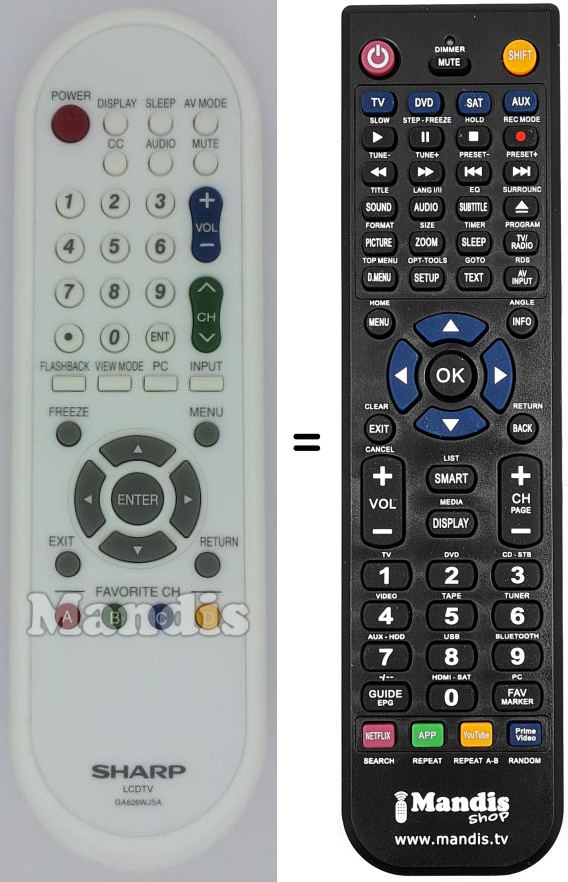 Télécommande équivalente GA626WJSA