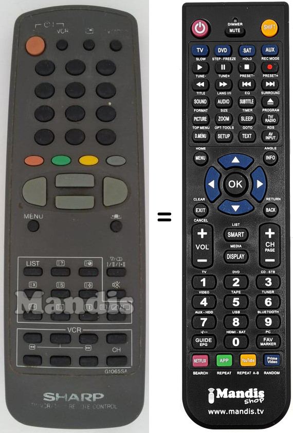 Mando a distancia equivalente Sharp G1065SA
