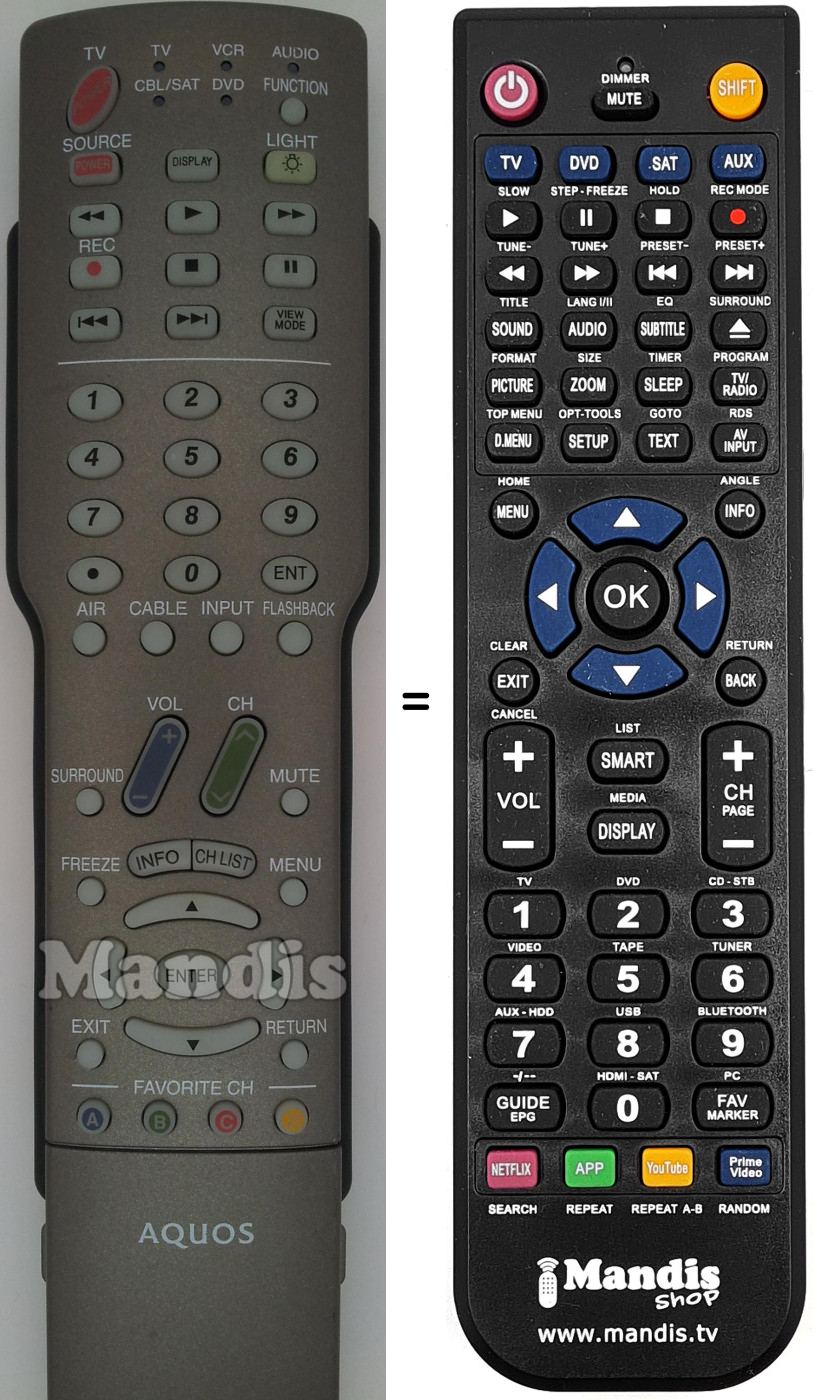 Mando a distancia equivalente Sharp GA468WJSA
