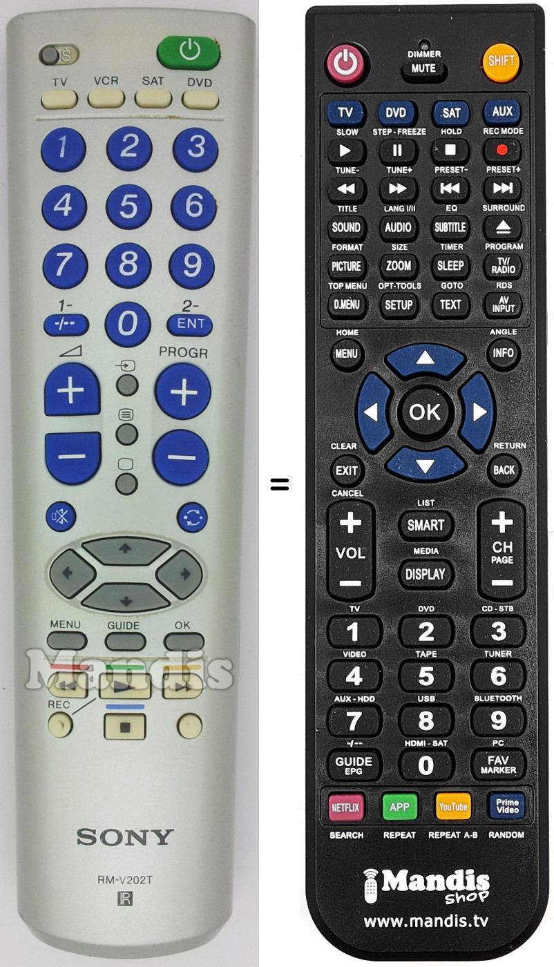 Télécommande équivalente RM-V202T