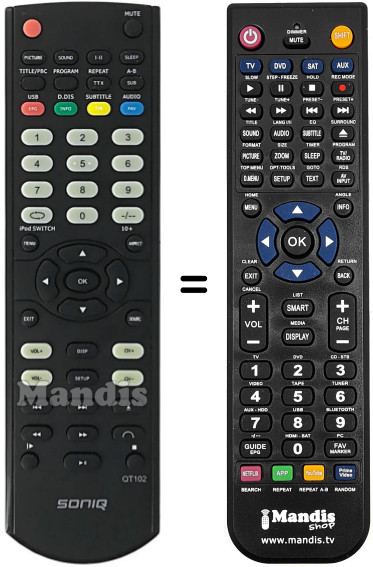 Replacement remote control QT102