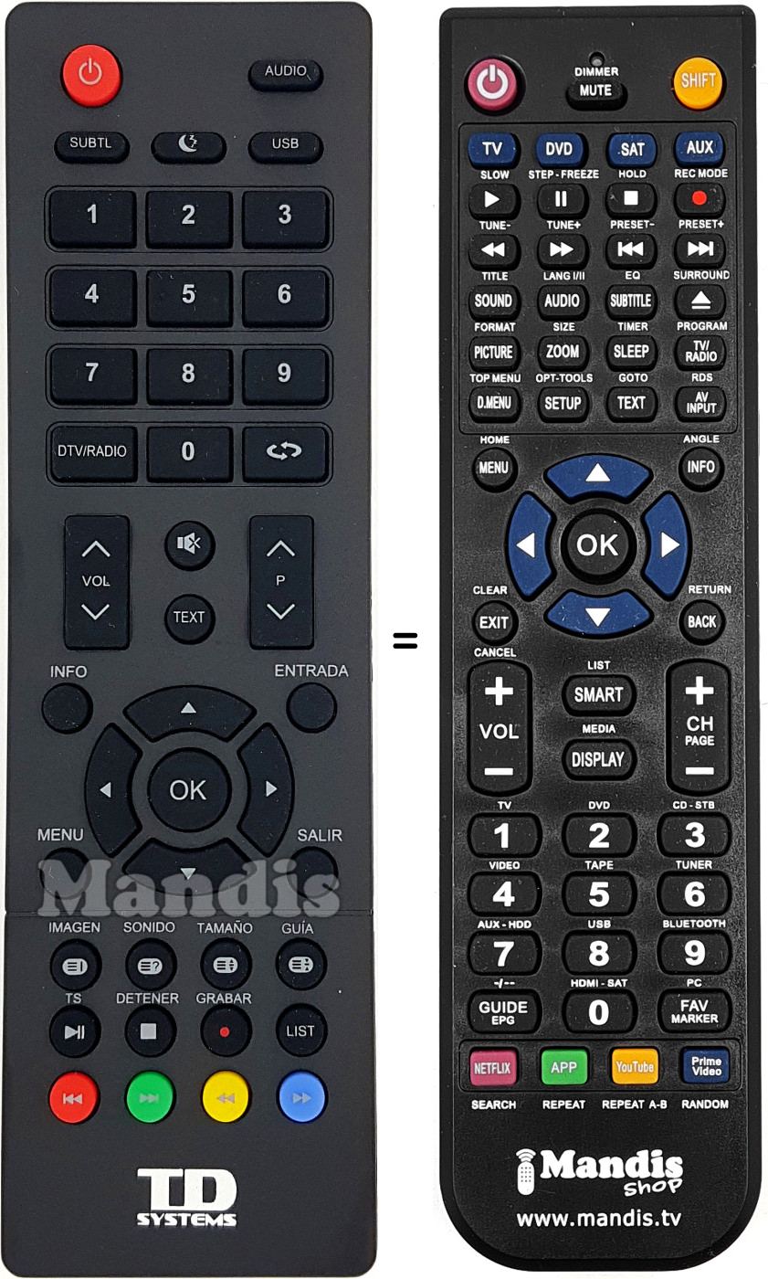Mando a distancia equivalente TD Systems K50DLM8F