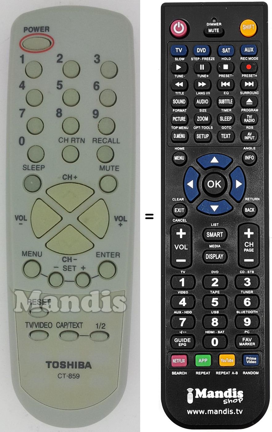 Replacement remote control CT-859