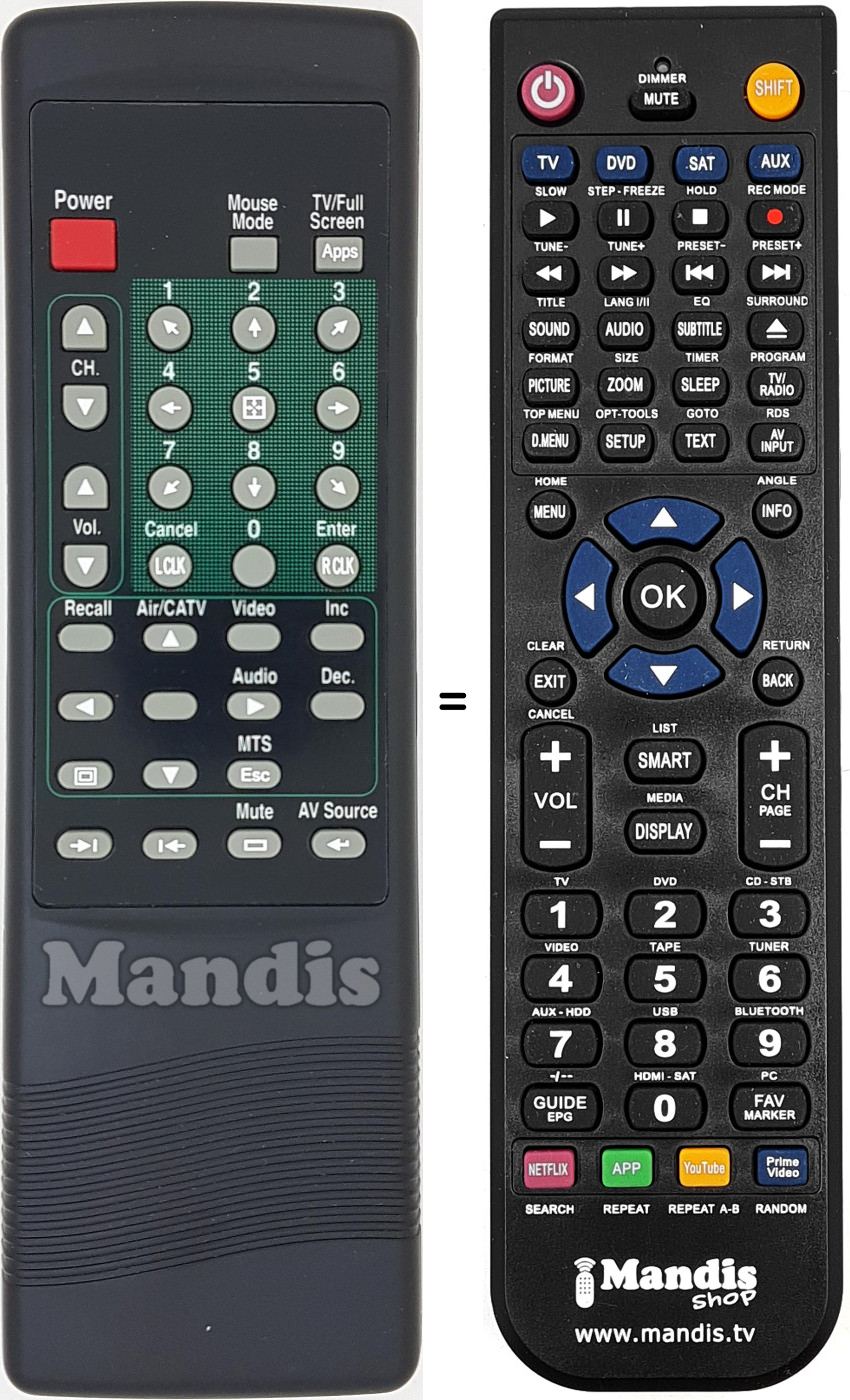 Télécommande équivalente UREC001T