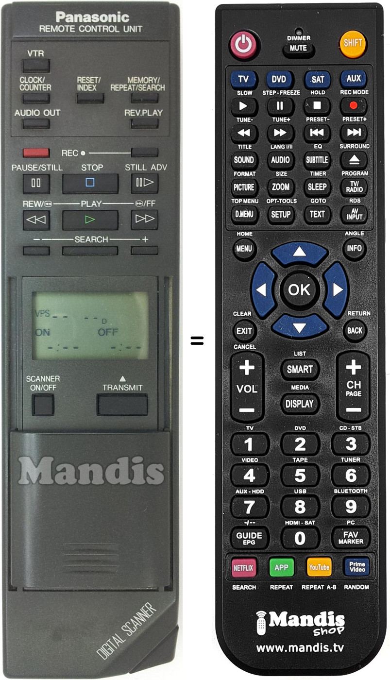 Télécommande équivalente Panasonic VEQ1100