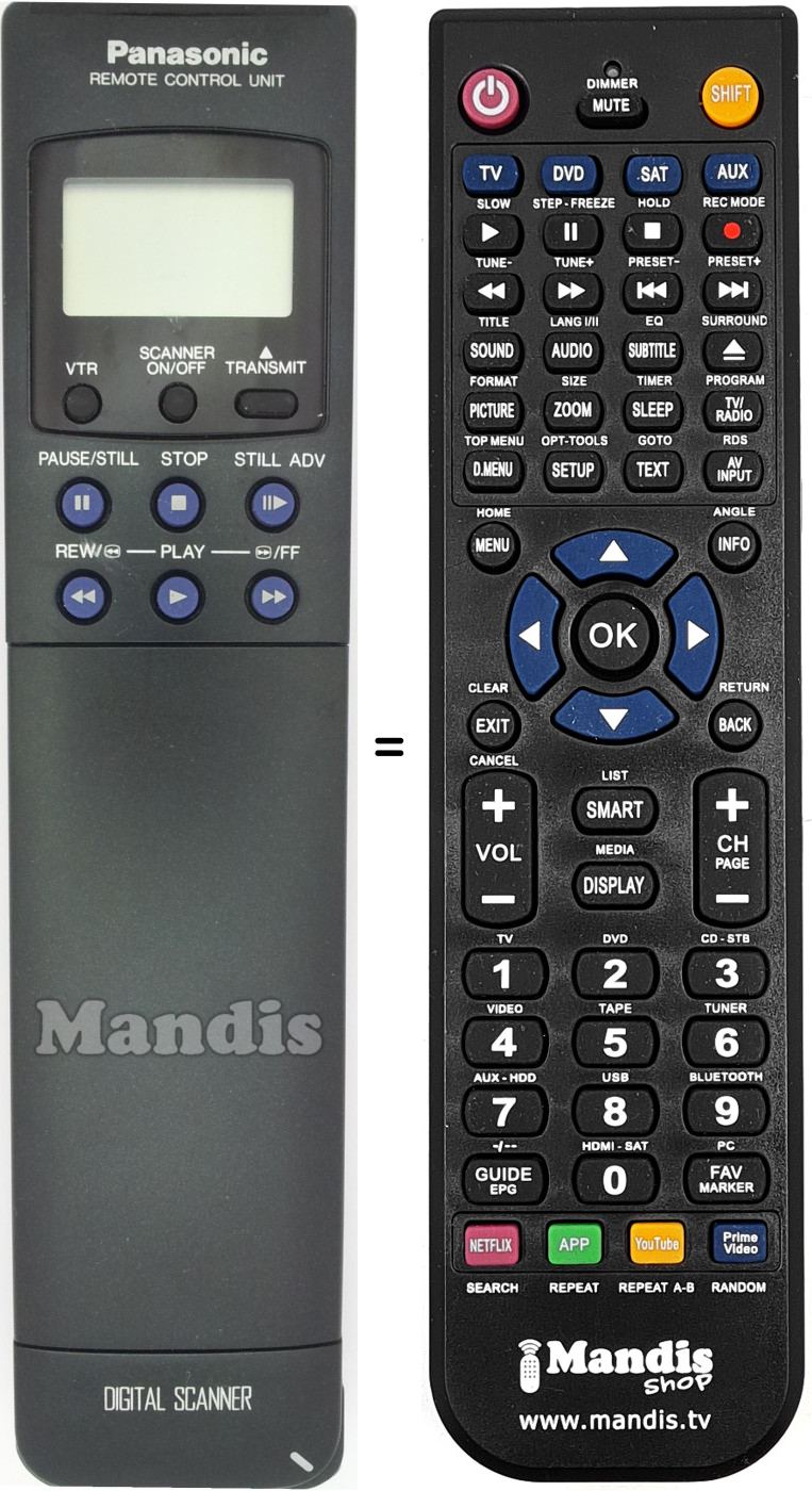 Télécommande équivalente Panasonic VEQ 1253