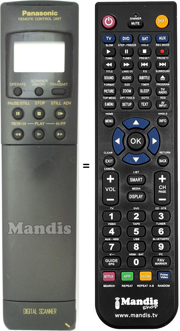 Télécommande équivalente Panasonic VEQ1473