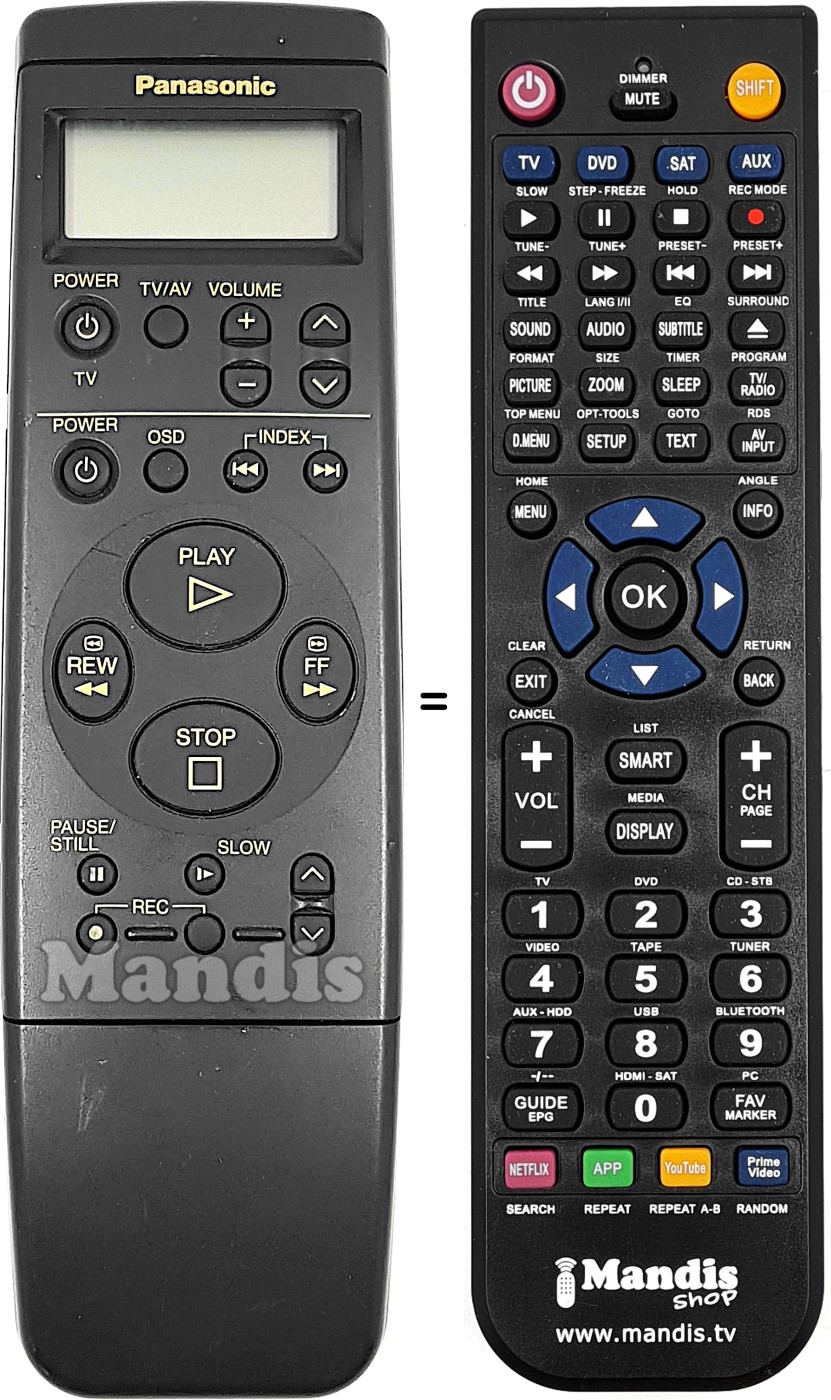 Mando a distancia equivalente Panasonic VEQ1873
