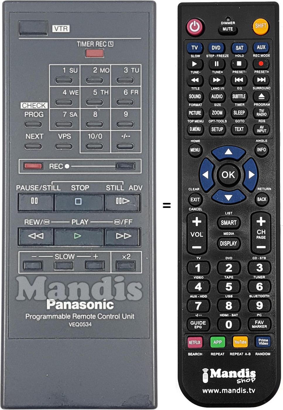 Télécommande équivalente Panasonic VEQ0534