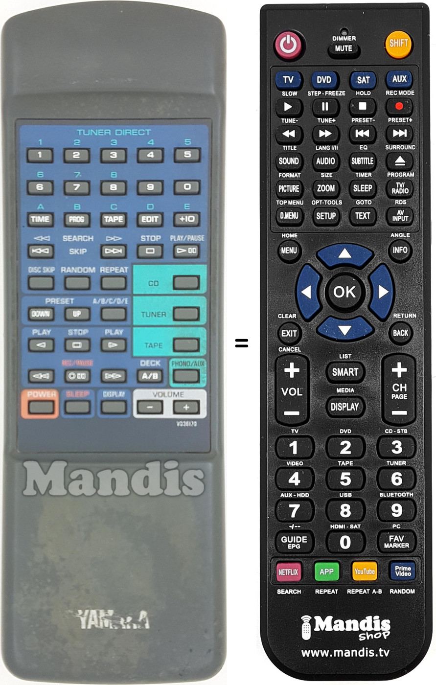 Télécommande équivalente Yamaha VQ361700