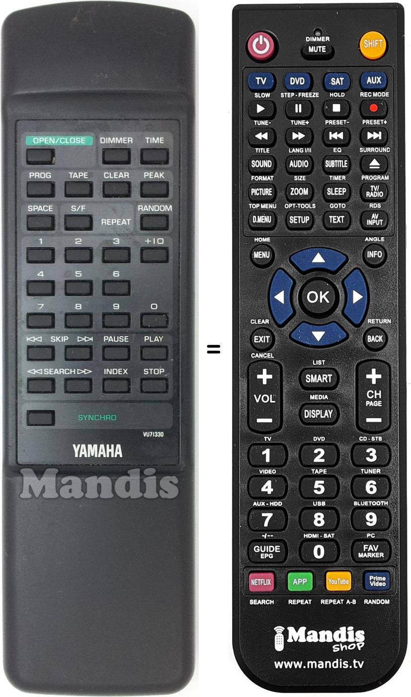 Télécommande équivalente Yamaha VU713300