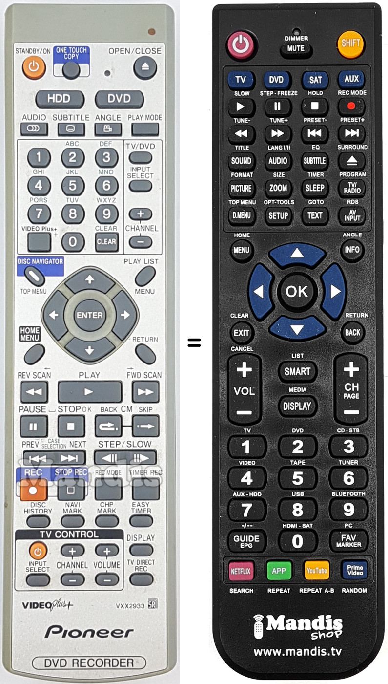 Mando a distancia equivalente Pioneer VXX2933