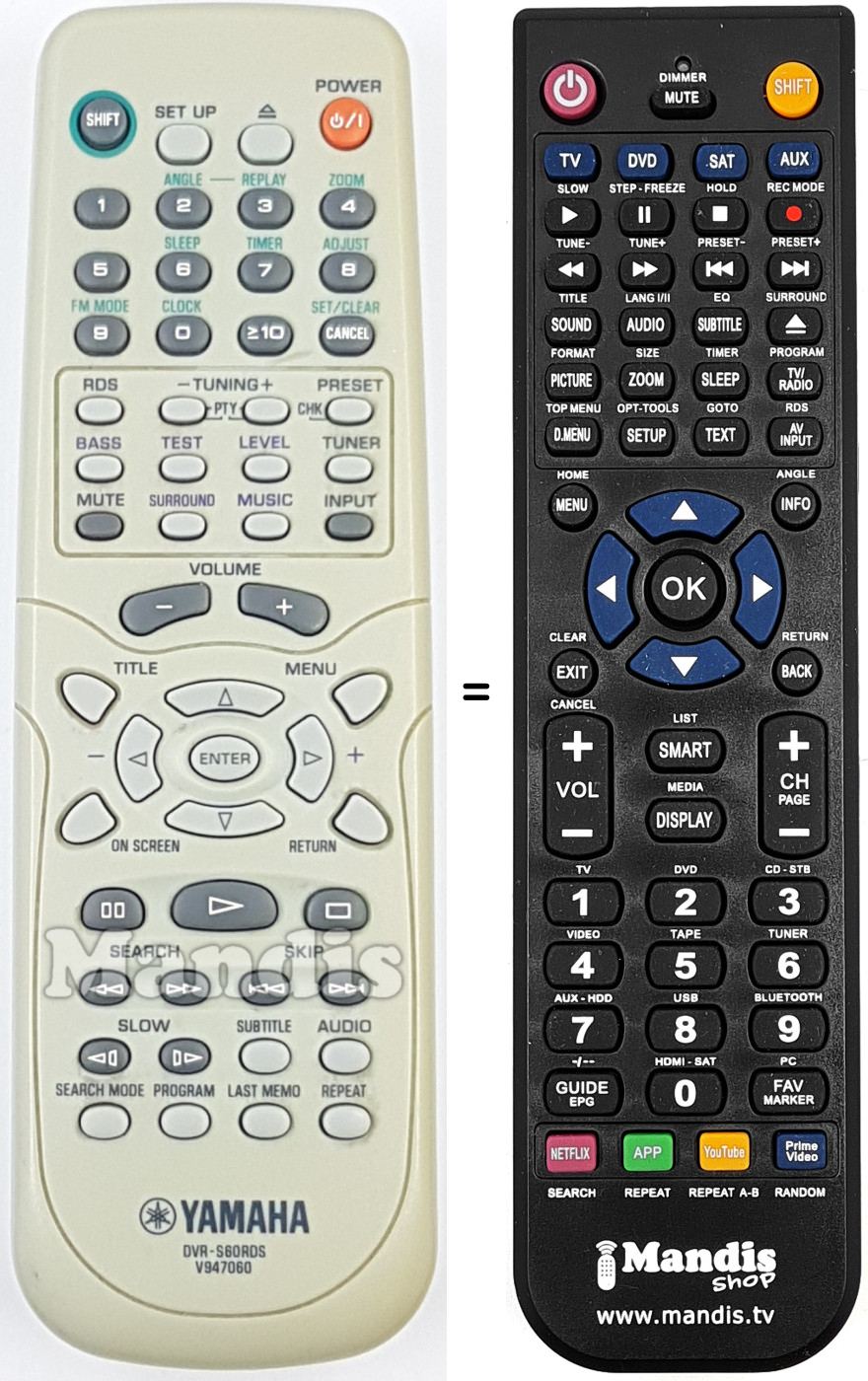 Télécommande équivalente Yamaha V 947060