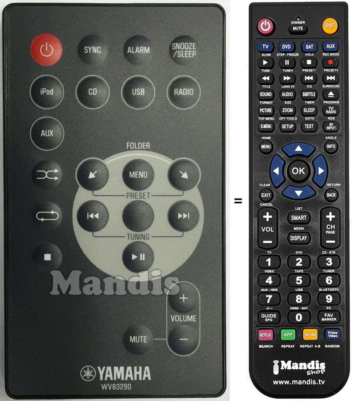 Mando a distancia equivalente WV83290