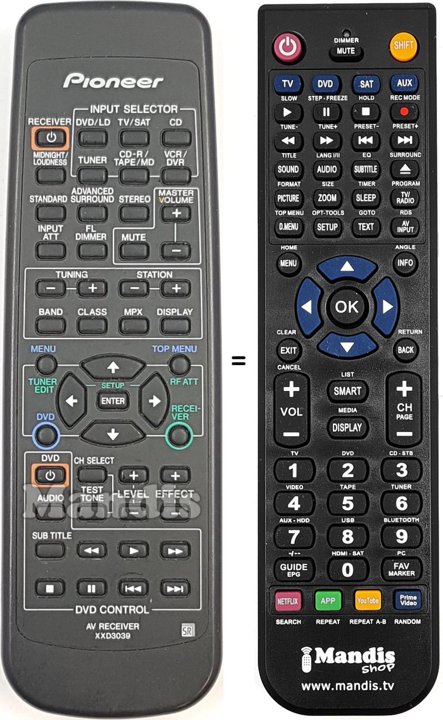 Mando a distancia equivalente XXD3039