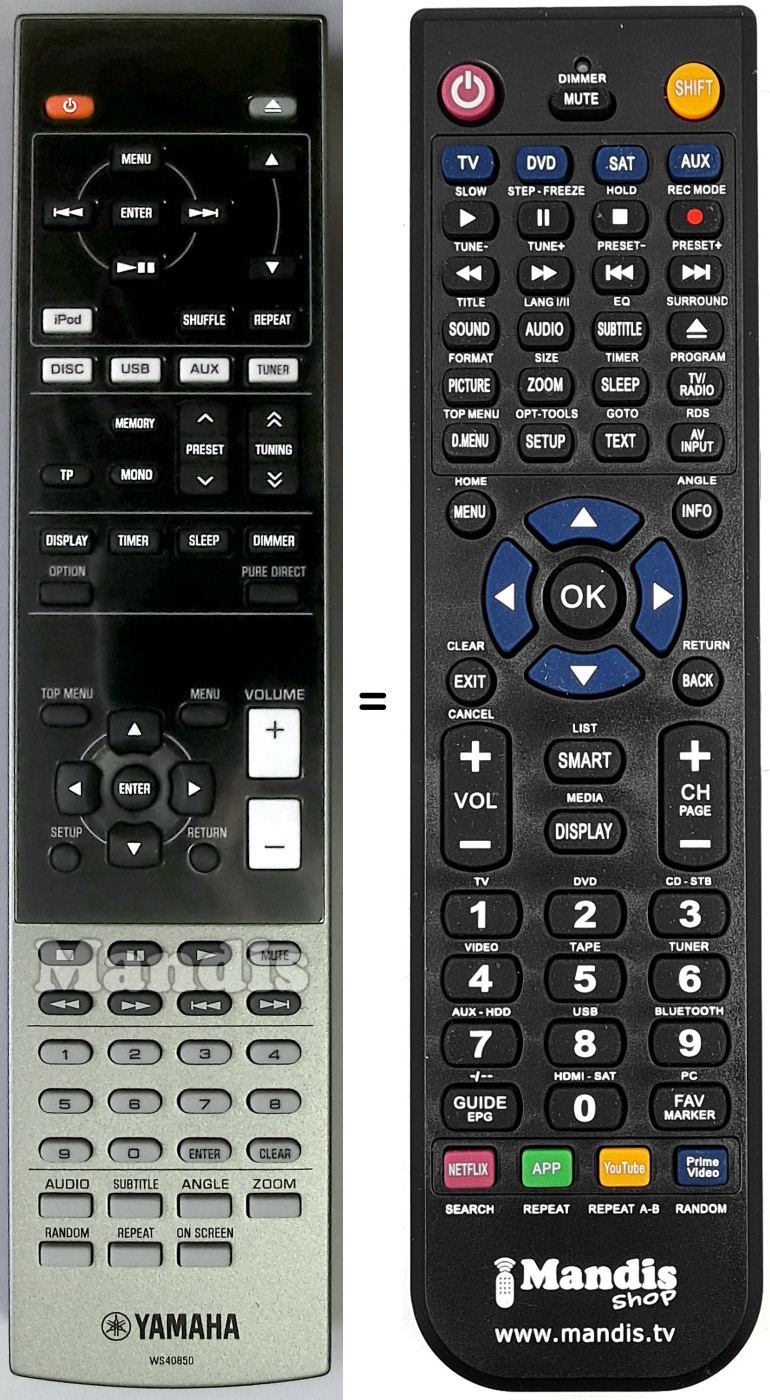 Télécommande équivalente Yamaha MCR-840