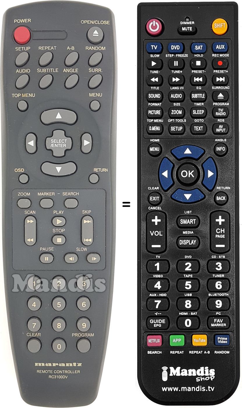 Télécommande équivalente RC3100DV