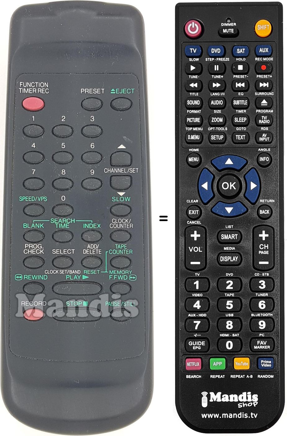 Replacement remote control REMCON1606