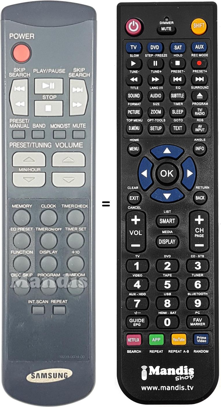 Mando a distancia equivalente 19239-0034-00