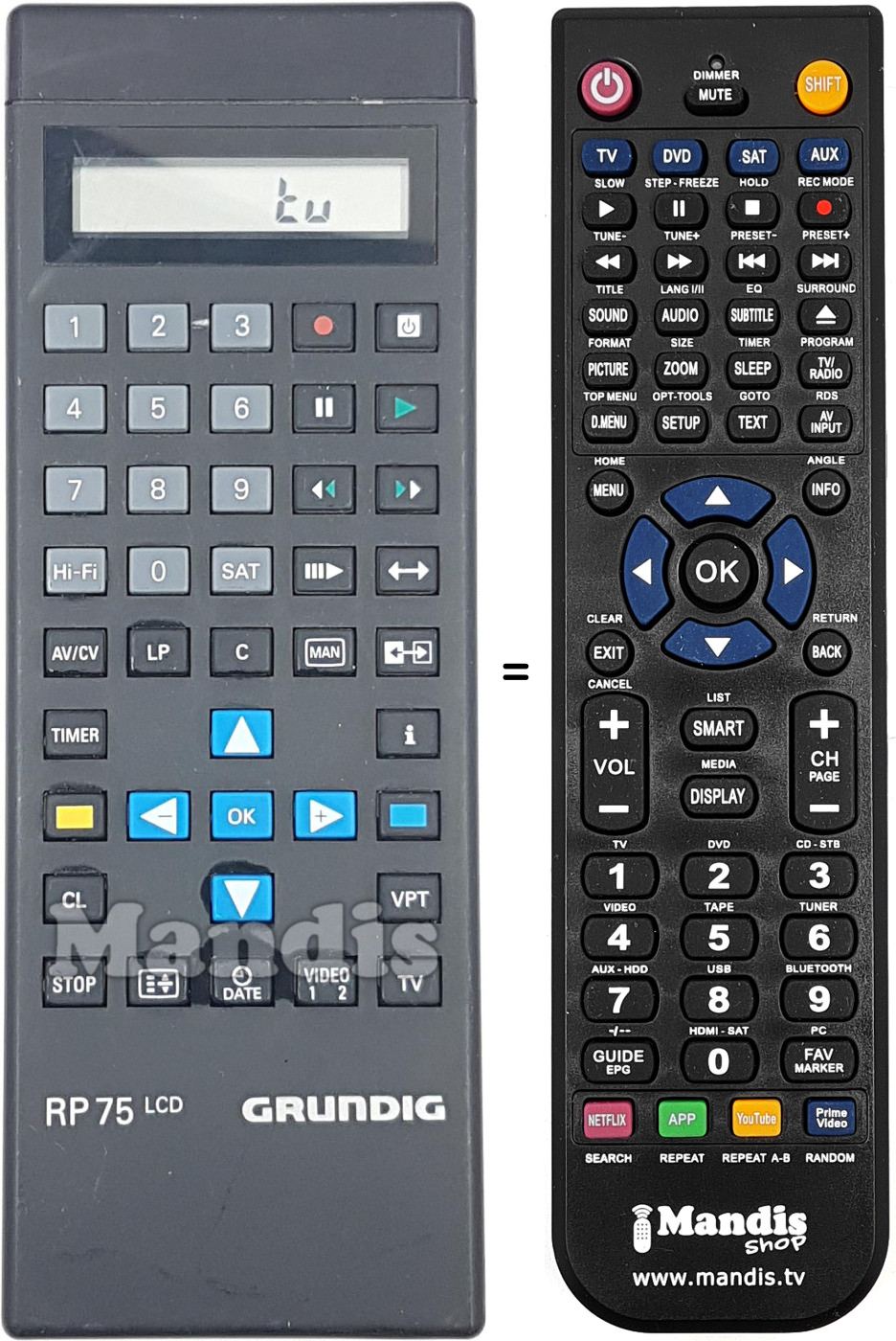 Mando a distancia equivalente Grundig 275200980100