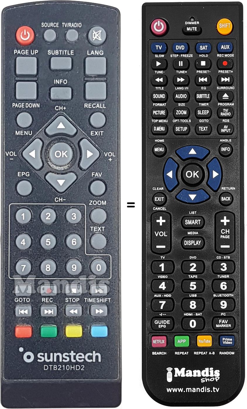 Mando a distancia equivalente DTB210HD2