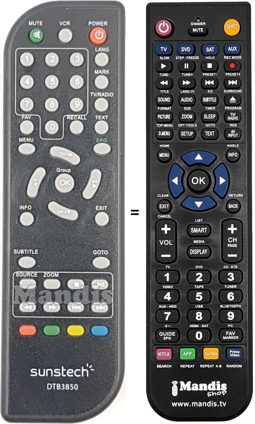 Mando a distancia equivalente DTB3850-2