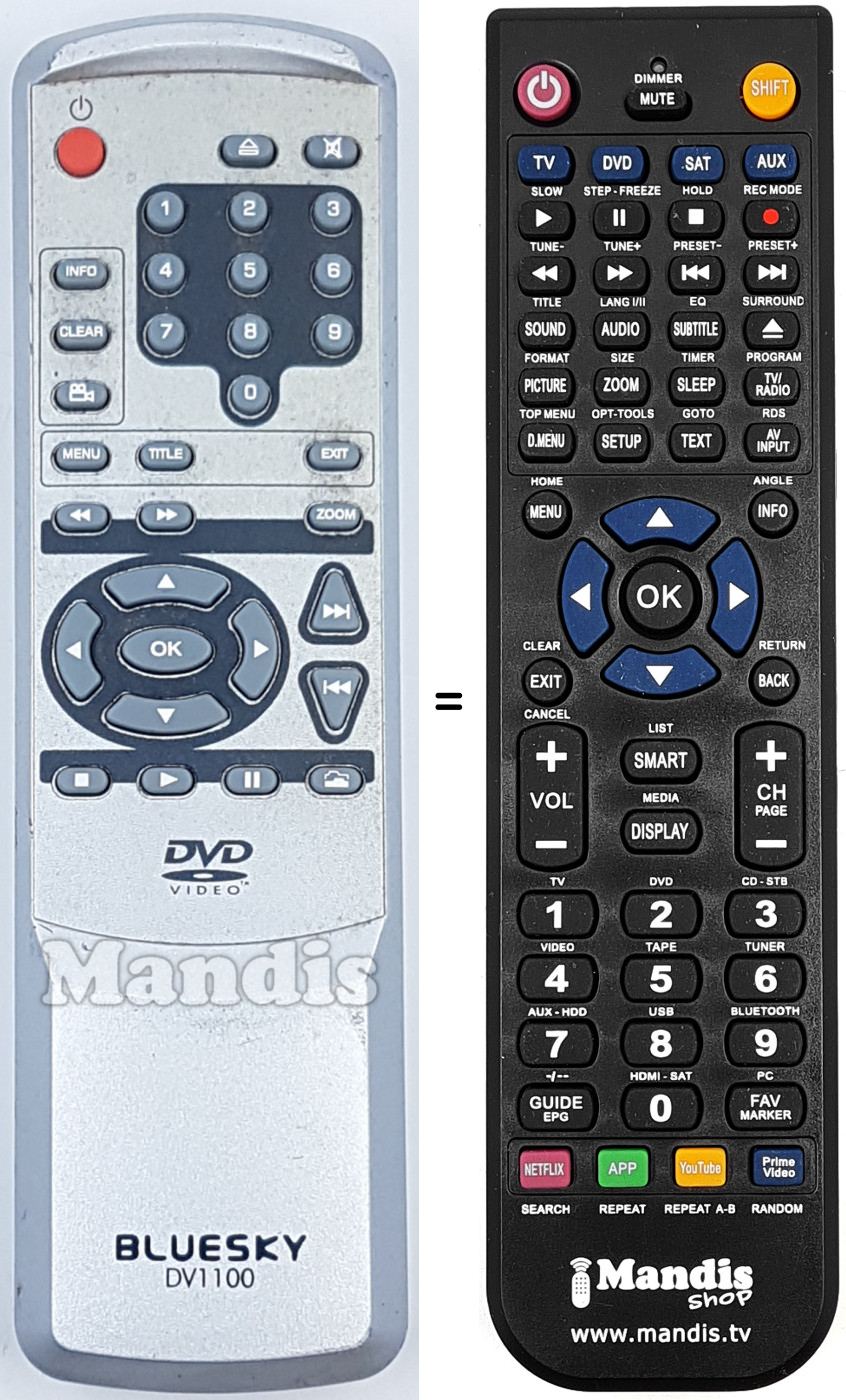 Mando a distancia equivalente DV1100
