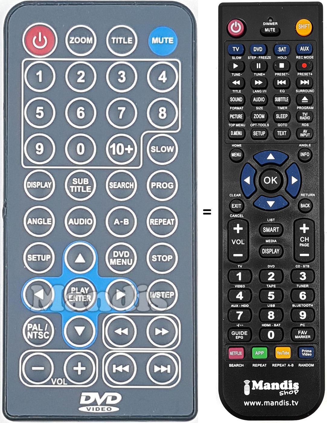 Télécommande équivalente DVDVIDEO001