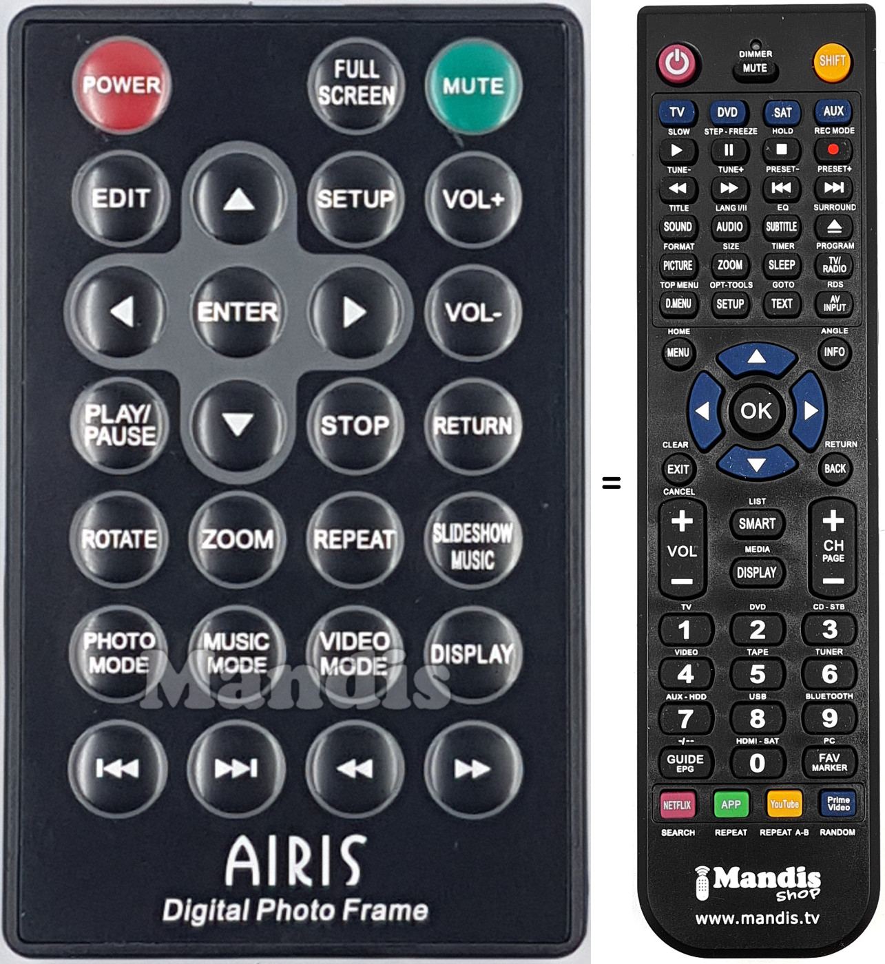 Replacement remote control Airis-Digital