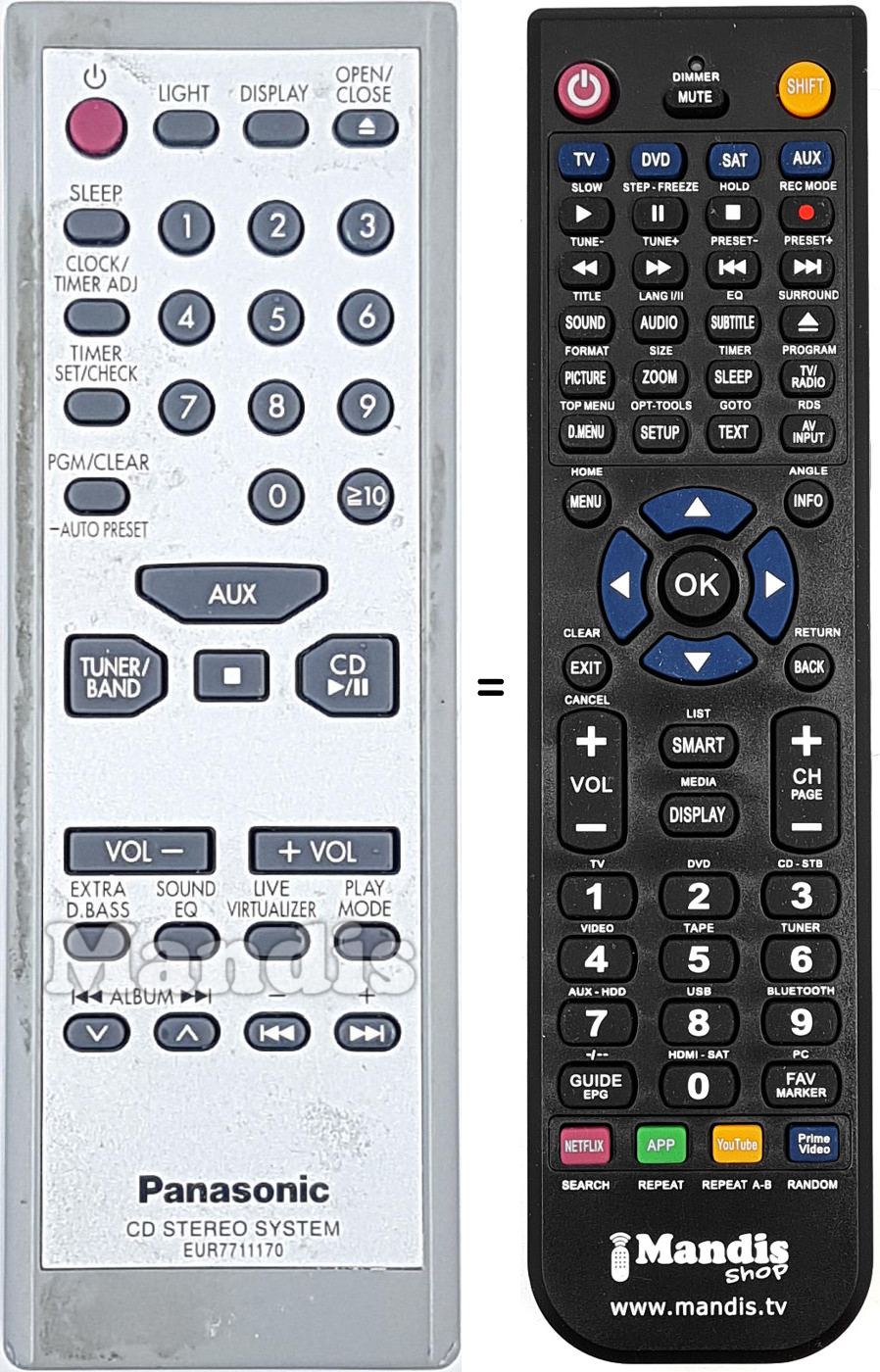 Mando a distancia equivalente EUR7711170