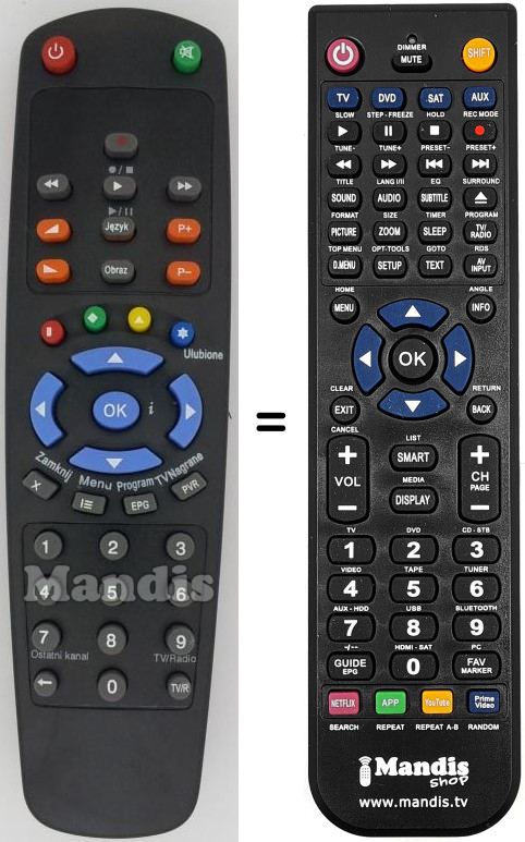 Mando a distancia equivalente HD-5000