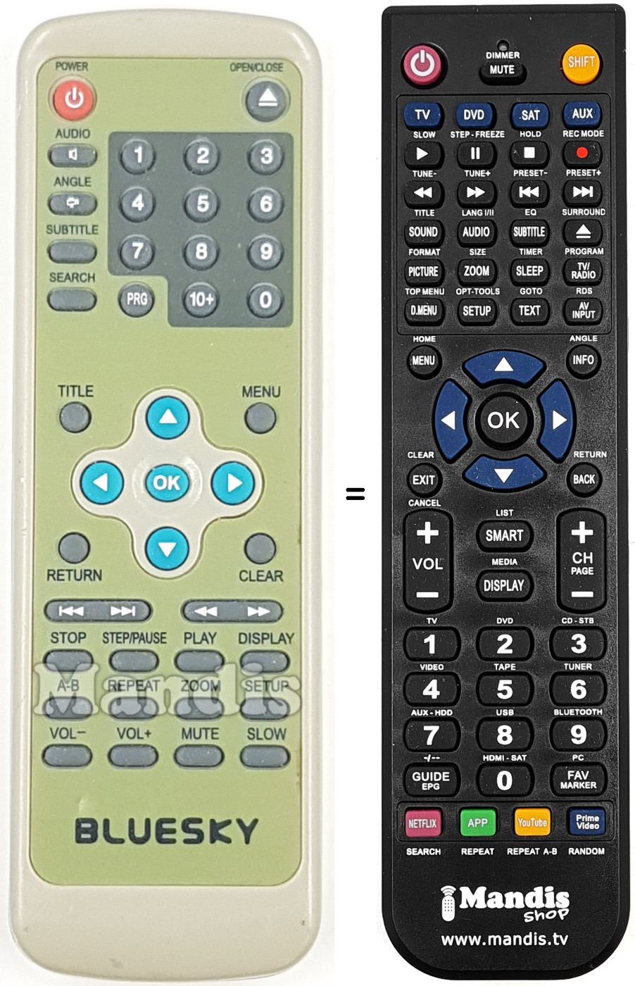 Mando a distancia equivalente Bluesky HH 688