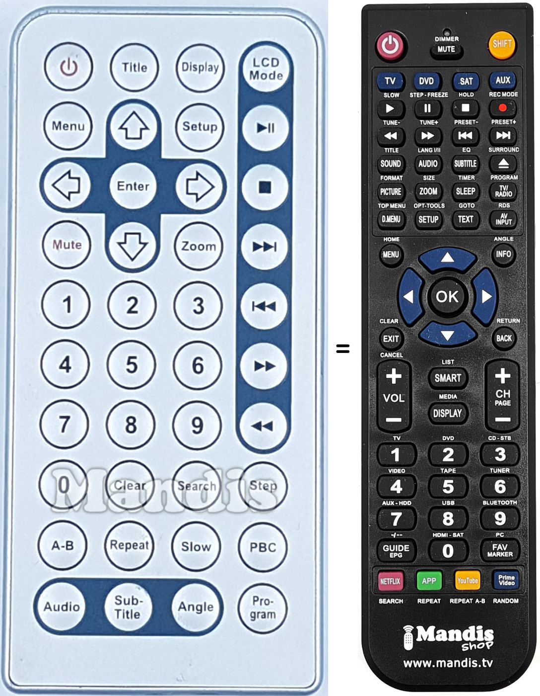 Télécommande équivalente JX2001B